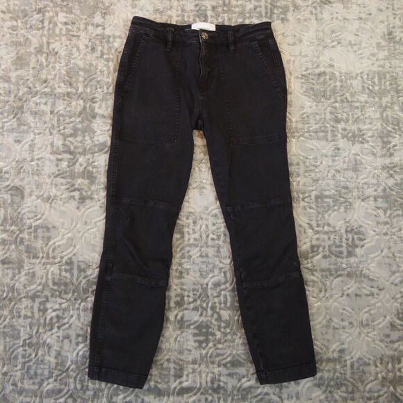Current Elliott Jeans Womens 24 Black Skinny Ankle Zip Tie Calf Goth Mid Rise - Picture 1 of 13